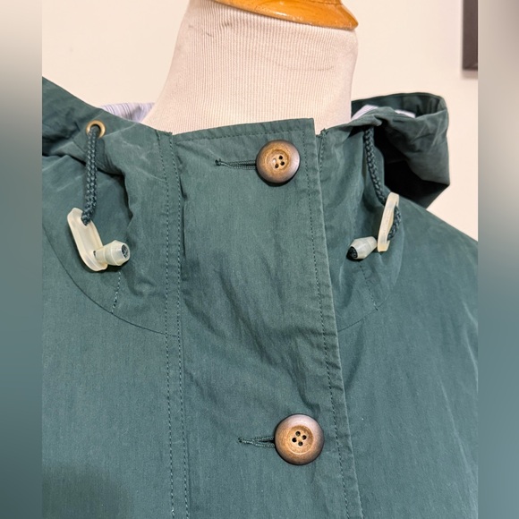 LL Bean Hooded Parka Rain Jacket Waterproof Green Lined Womens Vintage Size L - Picture 6 of 17